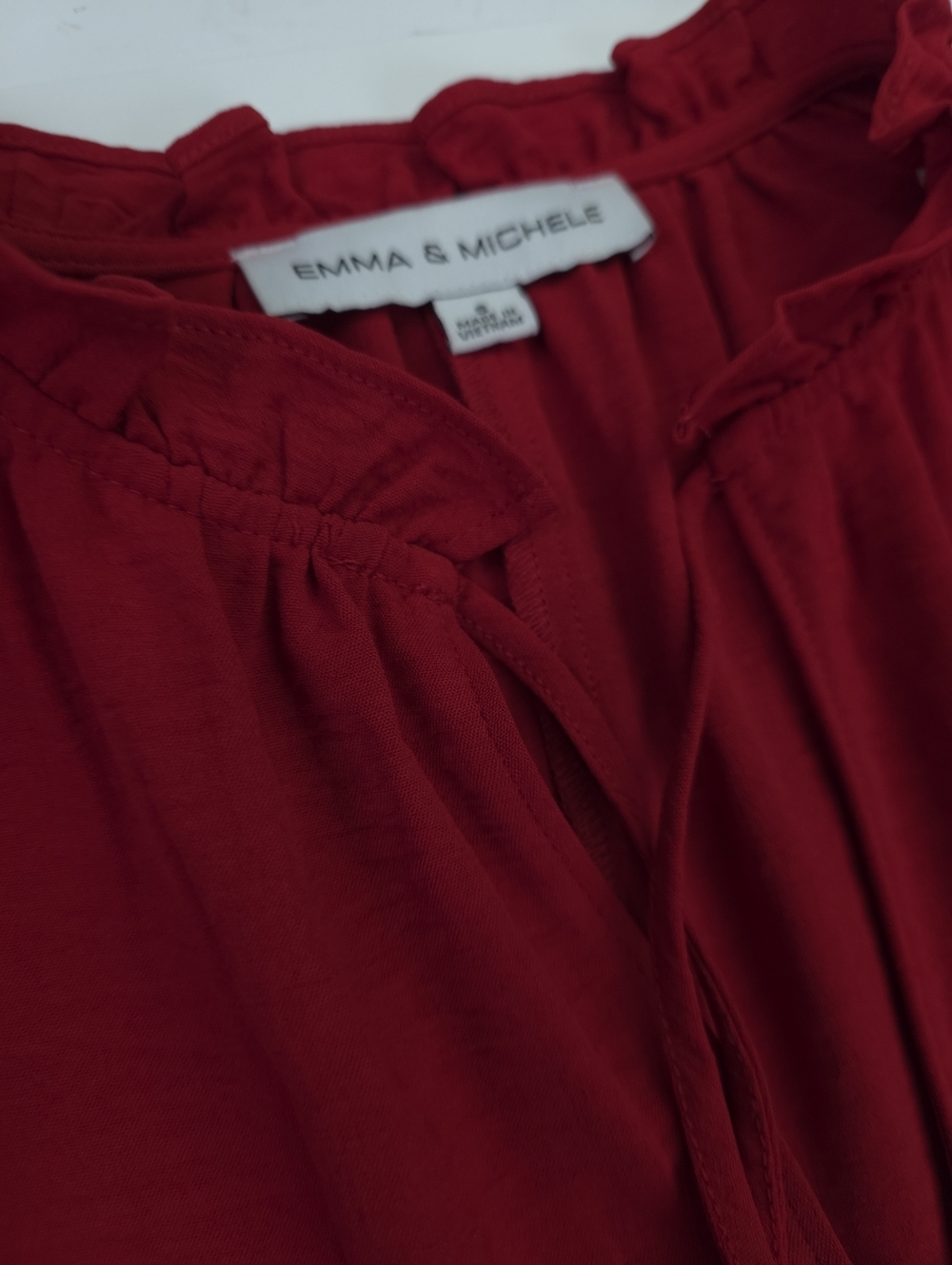 New Emma & Michelle Deep Red Tiered Ruffle Dress Sz S - Picture 11 of 12